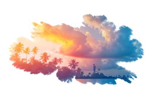 sunset clouds over serene landscape nature calm isolated on white background png, ai generated - Powered by Adobe