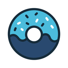 Delicious blue sprinkled donut icon sweet treat vector
