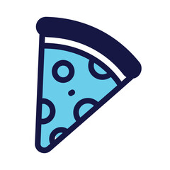 Abstract blue pizza slice icon with pepperoni circles vector