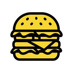 Colorful burger icon with cheese and lettuce vector