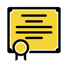 Colorful certificate icon with ribbon and seal vector