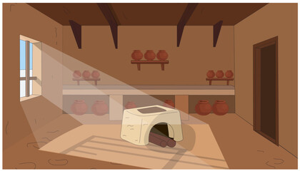 Traditional Village Kitchen with Clay Oven
