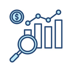 Market Analysis Filled Outline Icon Vector Illustration 