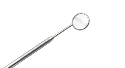 Dental mirror reflecting on black background