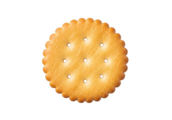 Crispy round cracker biscuit snack food golden brown delicious appetizing culinary treat single cracker isolated on transparent background