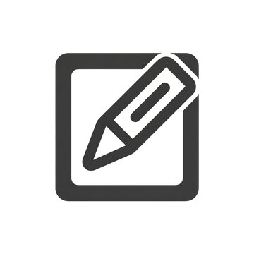 Dark gray edit icon in a rounded square isolated on white background for graphic design and web design