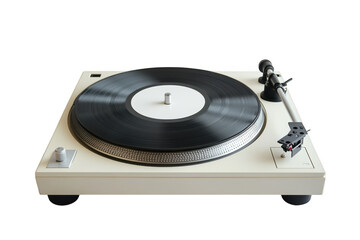 Vintage turntable vinyl record player audio equipment music instrument isolated on transparent background
