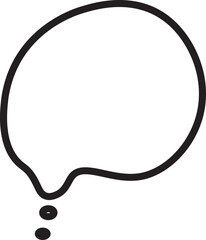 A sketchy, hand-drawn vector thought bubble with an ellipsis trail, suggesting thinking, idea, imagination, or speech. Simple comic or conversation element.