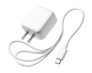 A wall charger with a long cable for flexible device placement in spacious areas.