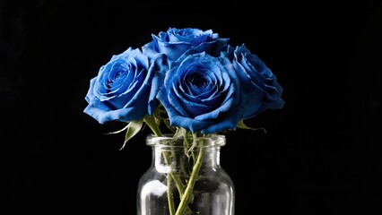 Electric Blue Rose Bouquet in Glass Vase