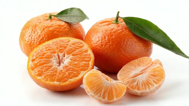 mandarin fruits isolated on white background video