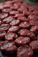Close up of marbled beef steaks on a butcher s paper wrap, emphasizing quality and freshness Extreme close up, overhead shot of several thick cut, marbled beef steaks like ribeye or porterhouse,