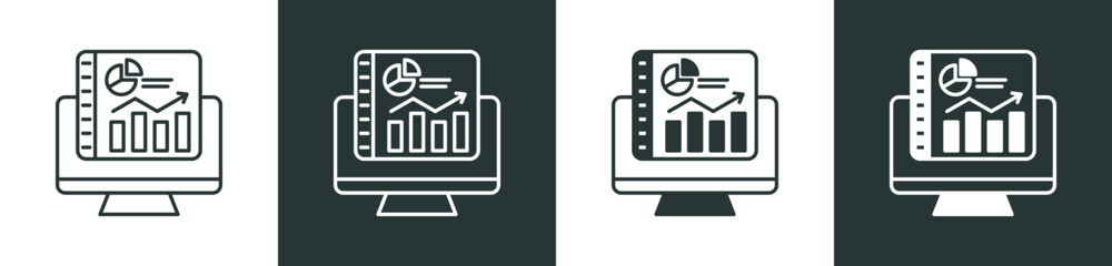 Fototapeta premium Dashboard Icon Collection in Outline and Mixed Black and White Style