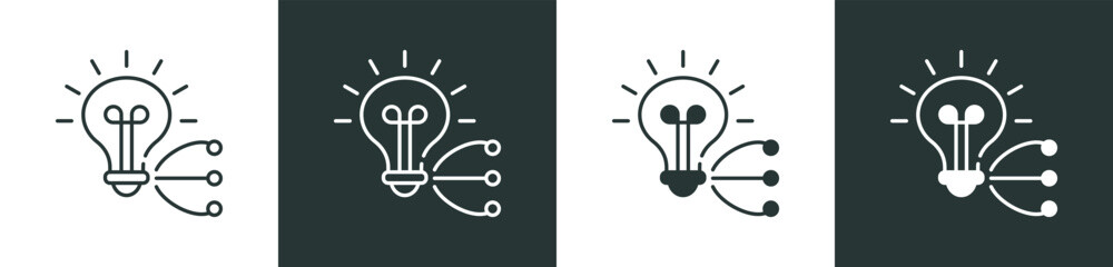Innovation Icon Collection in Outline and Mixed Black and White Style