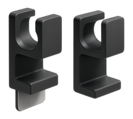 Adhesive clamp blocks provide secure placement without drilling, ideal for rental spaces.