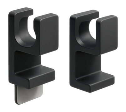 Adhesive clamp blocks provide secure placement without drilling, ideal for rental spaces.
