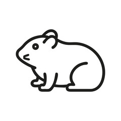 Black outline of a hamster side view minimalist style. Icon line style editable stroke