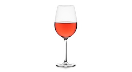 Elegant glass of ros? wine on a white background.