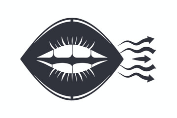 Artistic lips emitting abstract arrow symbols imply communication and modern conceptual expression