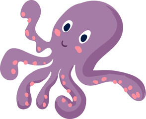 Illustration of a Cute Purple Octopus