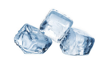 Obraz premium Three translucent ice cubes stacked and isolated on a black background frozen water
