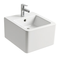 Fototapeta premium Square wall-mounted bidet, perfect for modern minimalist spaces.