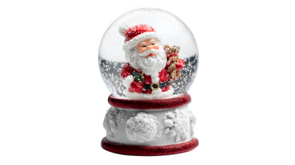 Red and white Santa Claus figurine isolated on white background for Christmas holiday season decoration