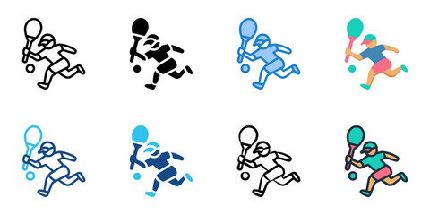 Fototapeta premium Junior tennis tournament icon set multiple style collection 