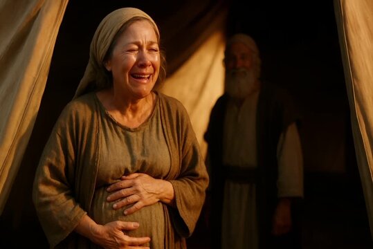 Sarah Laughs at the Impossible, Then Cries as the Miracle Kicks Inside Her Womb