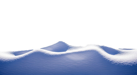 White snow drifts and smooth winter snow mounds on a transparent background with copy space