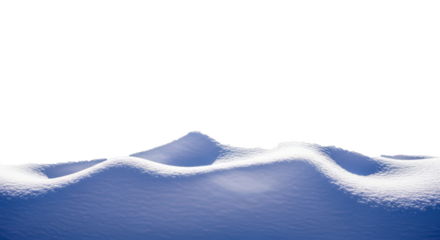 White snow drifts and smooth winter snow mounds on a transparent background with copy space