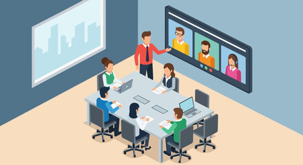 Business Team Conducting Online Video Conference Meeting.