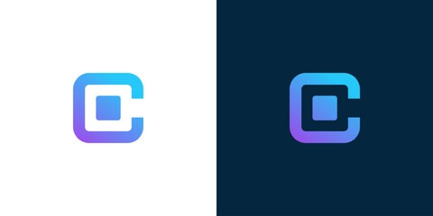 Letter C technology modern minimalist logo icon vector illustration