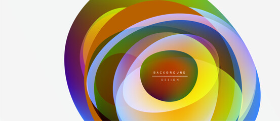 Obraz premium Abstract colorful layers create circular design. Vibrant hues blend, forming dynamic visual effect. Modern background element.
