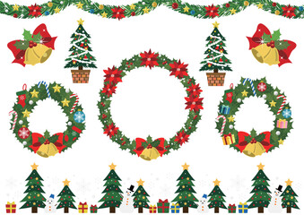 クリスマス25リースセット、かわいい、柊、イラスト