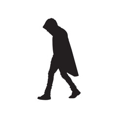 Mysterious Hooded Silhouette Walking