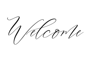 Welcome - 手書き風の筆記体で書いた、Welcome（ようこそ）の文字（カリグラフィー）
