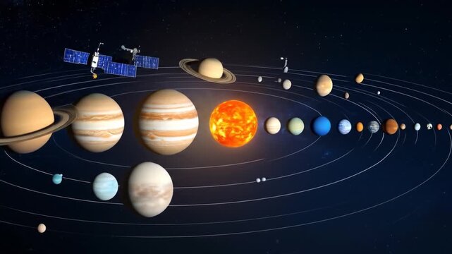 Solar System Planets and Satellites Visual Representation