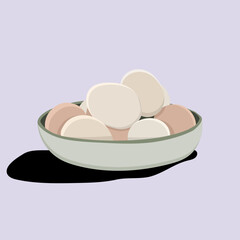 Bowl of Eggs Vector Illustration on Purple Background