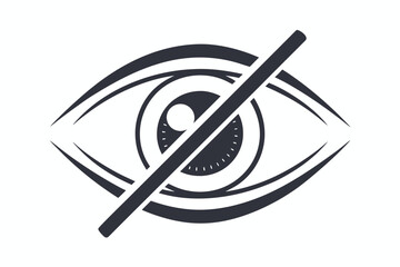 Bold single eye symbol shows vision impairment by crossing line across the icon