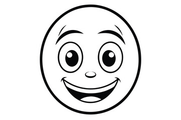 Cheerful circle face displays happiness through smiling eyes, eyebrows, mouth, and teeth