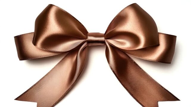 A simple yet elegant brown bow sits on a white background, ready for use in various designs and compositions