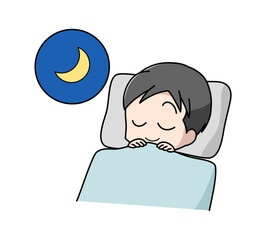 快適に眠る男性のイラスト