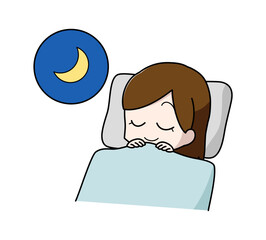 快適に眠る女性のイラスト