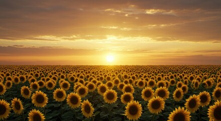Obraz premium Golden Sunflower Field at Sunset