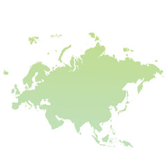 Map of Eurasia, sign silhouette. World Map Globe. Vector Illustration isolated on white background. Europe and Asia continent.