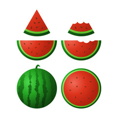 Watermelon with Various Cuts Vector. Perfect for Summer, Freshness, and Healthy Fruit. Sweet Watermelon.