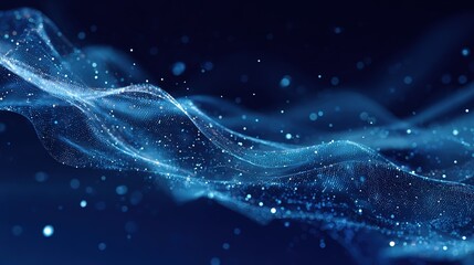 Dark Blue Particle Wave: Tech Dynamic Scene
