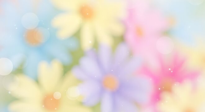 Soft focus pastel daisy flowers in gentle spring colors
