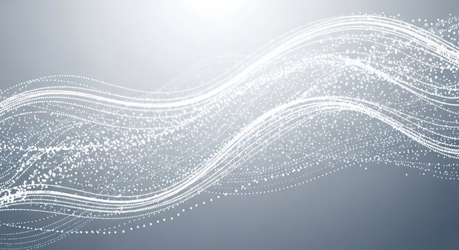 Abstract flowing white light particles on a gradient background